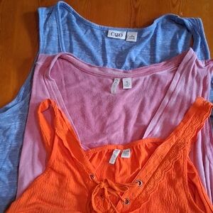 Cato Blue, Pink, and Orange Tank Top Set
